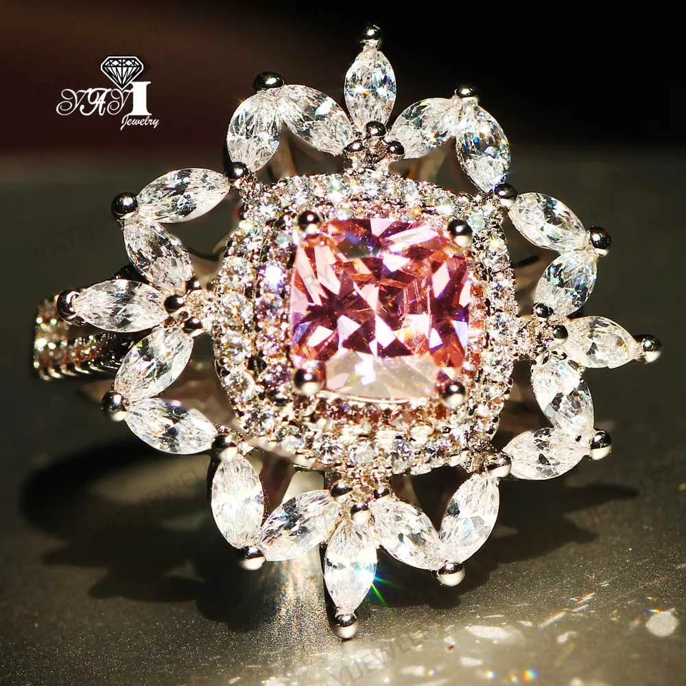 Ювелирные изделия YaYI Принцесса Cut 8 CT Розовый циркон серьги из серебра