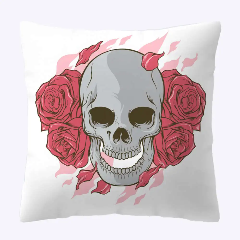 PC025-17 Boniu квадратная сахарная Подушка с черепом, чехол для кофейного домика, панк, Череп, художественный чехол для подушки, декоративная подушка для дома, чехол для подушки - Цвет: PC025-17