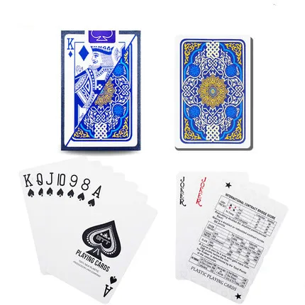 blue 6828 ПВХ Пластик шаблон баккара Пластик Водонепроницаемый игральных карт игры техасский холдем покер карты; настольные игры 58*88 мм карты - Цвет: blue 6828