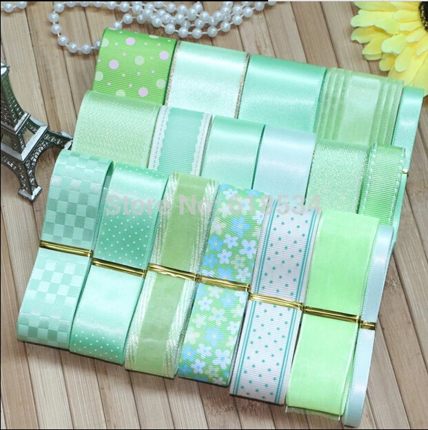 Высокое качество зеленый стиль 20YDS печатная Grosgrain лента смешанные
