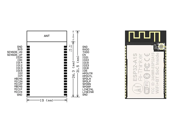 ESP32-A1S Wi-Fi + BT SoC аудио беспроводной модуль детский монитор/носимое устройство |