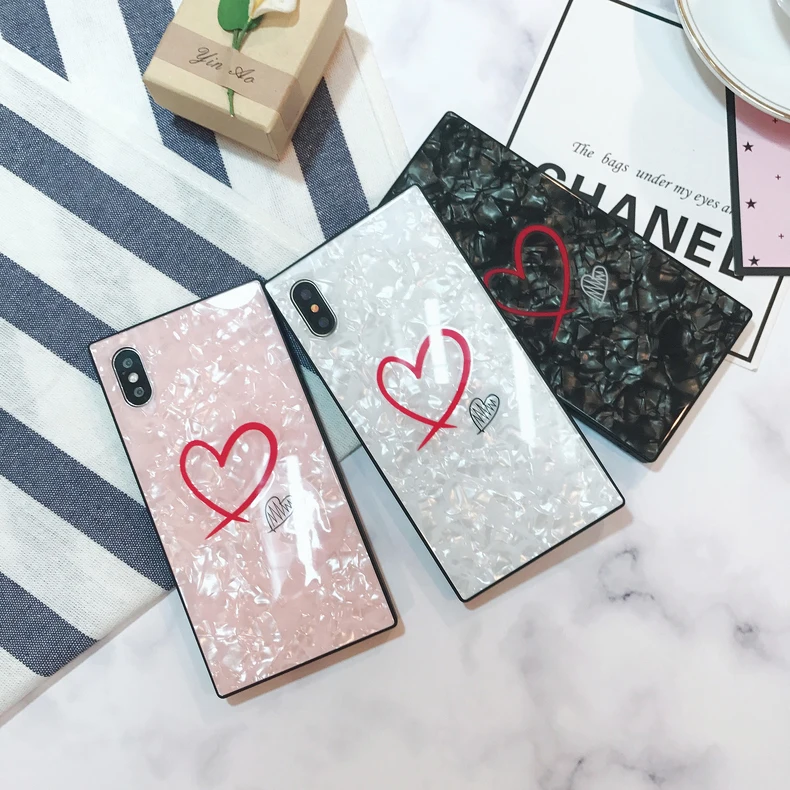 Высококачественный Роскошный чехол для телефона из закаленного стекла iPhone 6 6s 7 8 X