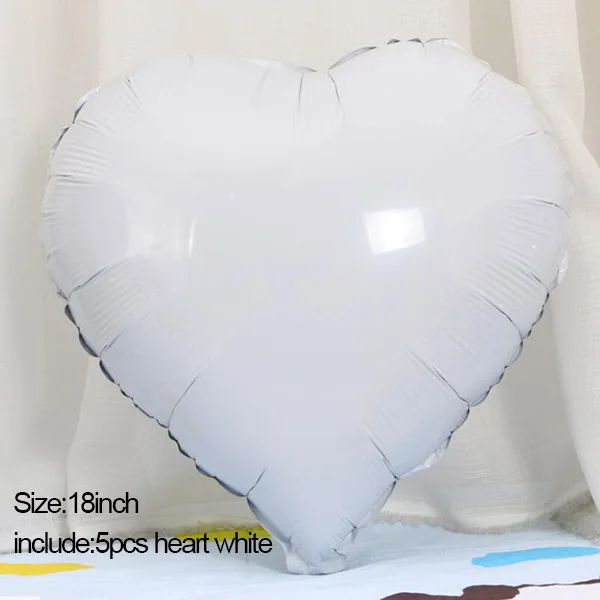 5pcs white heart MMQWEC воздушные шары с днем рождения черно-белые латексные шары звезда сердце фольгированные шары для свадьбы День рождения украшения принадлежности - Цвет: 5pcs white heart