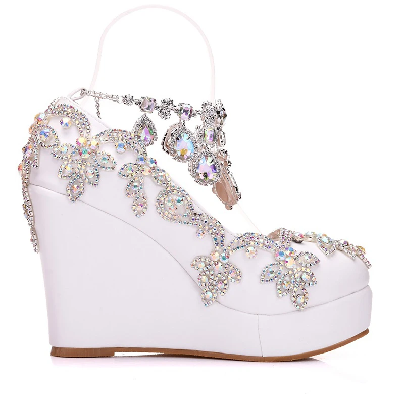 Великолепные женские туфли лодочки с кристаллами AB блестящие стразы свадебные