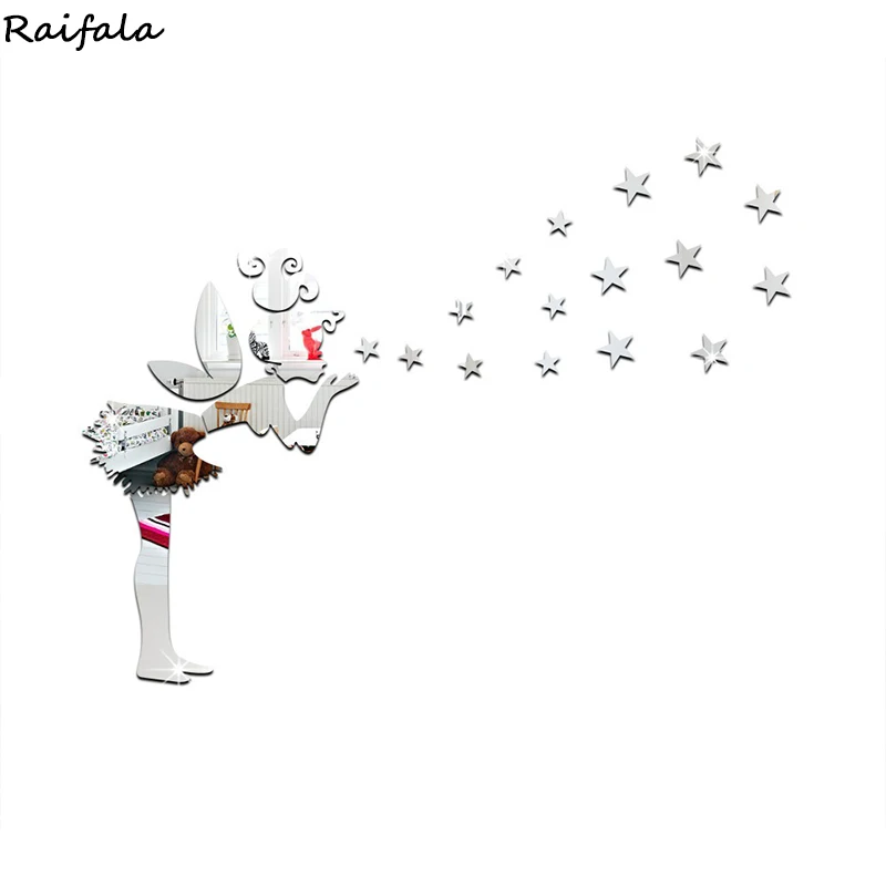 3D Звезда девушка Кристалл зеркальная Настенная Наклейка стерео модная зеленая