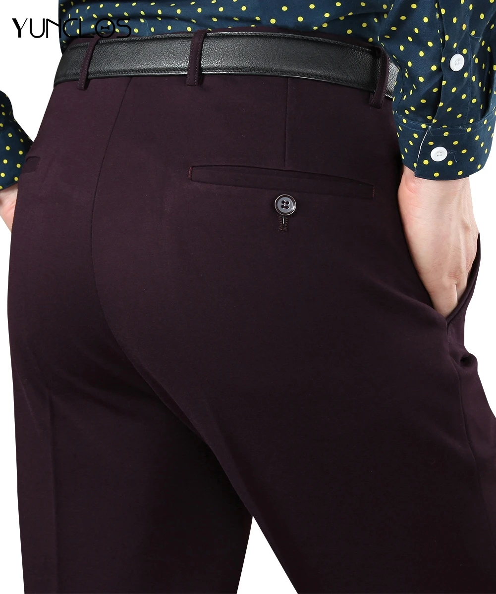 YUNCLOS формальный костюм брюки для мужчин фиолетовый Pantalon Hombre длинные мужские
