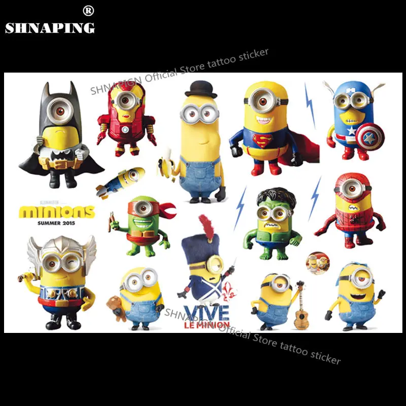 Детские наклейки с миньонами SHNAPIGN модные летние водонепроницаемые в стиле Эльзы