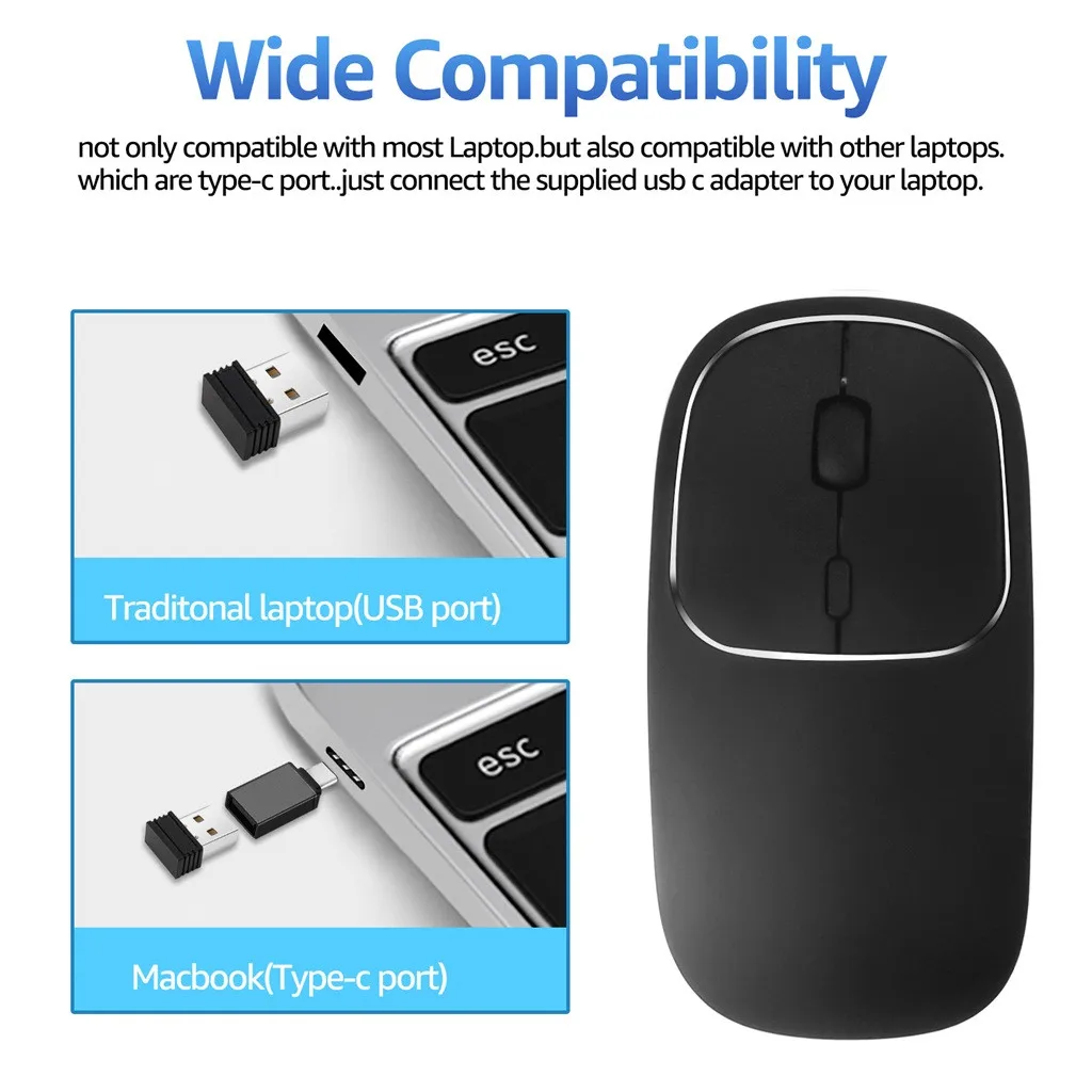 Мышь с храповым механизмом беспроводная Бесшумная USB-мышь перезаряжаемая
