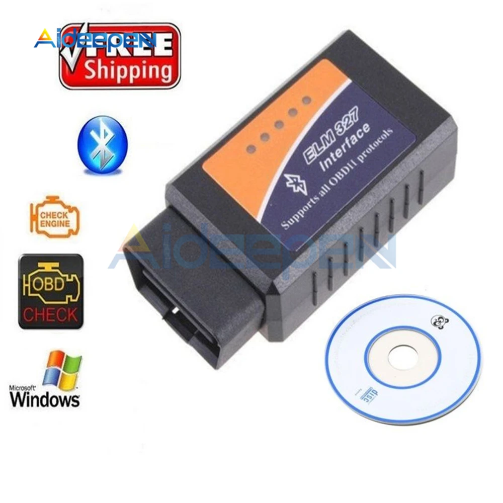 ELM327 OBD2 Bluetooth/WIFI V1.5 Car Diagnostic Tool ELM 327 OBD II Scanner Chip PIC18F25K80 for Android/IOS/Windows 12V