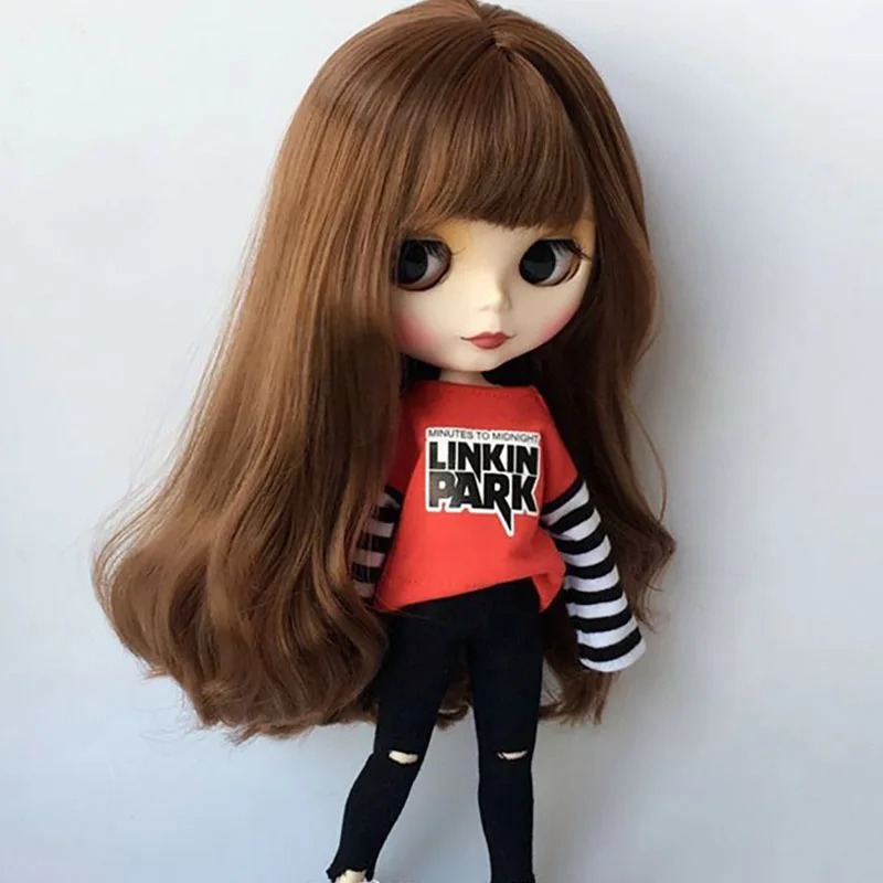 2 шт./компл. blyth doll Clothing повседневная спортивная футболка + джинсы для Барби брюки