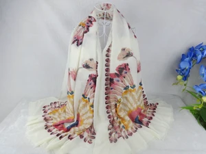 Перья павлина с принтом бабочки вискозные шали женский шарф с кисточками мусульманский хиджаб, бандана, пончо, шали и шарфы Дамский шарф