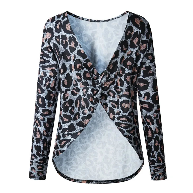 2019 Крест Leopard Женская толстовка с принтом Sexy Back Low пуловер вырезом Демисезонный