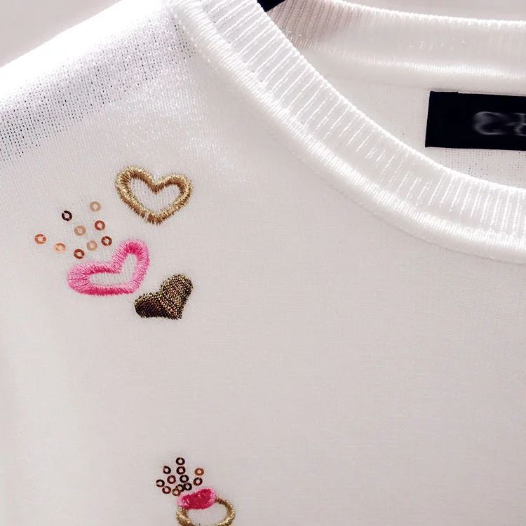 spring Korean fashion sweet college embroidery sweater long sleeved knit jacket students coat pullovers black white pink | Женская