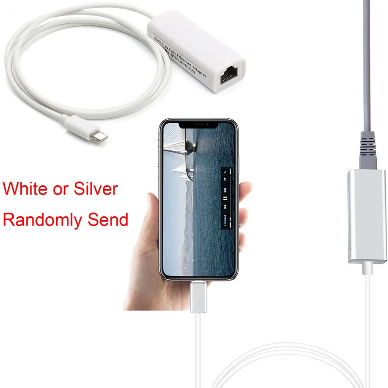 100 Мбит/с iOS адаптер для сетевого кабеля для IPhone XS XR 5 6 7 8 Plus Ipad к RJ45 Ethernet LAN Проводная связь для серфинга интернет напрямую - Цвет: 1M White or Silver