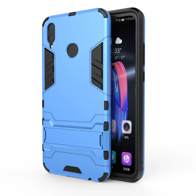 Чехол Coque для Honor 8X, чехлы для huawei Honor 8X, силиконовая твердая пластмассовая броня, оригинальная Роскошная Противоударная подставка - Цвет: Синий