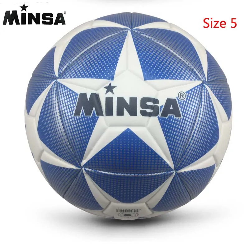 As the picture 5 ST5 Горячая Распродажа, фирменные MINSA, высокое качество, а++ Стандартный Футбольный Мяч, ПУ футбольный мяч, тренировочные мячи, официальный размер 5 и Размер 4 - Цвет: As the picture 5 ST5