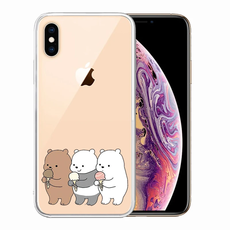 Soft Silicone Clear TPU Case for iPhone 11 Pro Max XS XR X 8 Plus 7 6S 5S 5 SE Durable We Bears Cover |