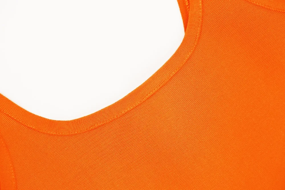 2018 Новое поступление высокое качество orange платье Для женщин О-образным вырезом