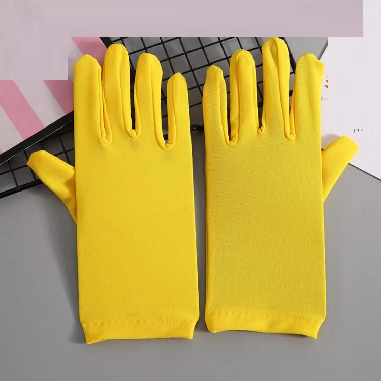 yellow 22 см, сексуальные эластичные короткие перчатки для женщин, женские свадебные перчатки, свадебные драматические Вечерние перчатки для танцев - Цвет: yellow