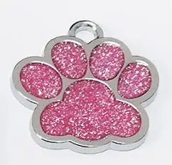 Pink Бирки для собак Выгравированная щенячья кличка подсветка-поводок для собаки кошки милые аксессуары для домашних животных кость и лапа блеск - Цвет: Pink