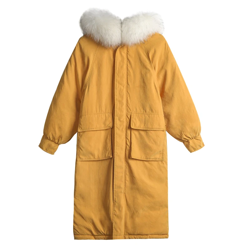 Высокое качество зимний женский пуховик с меховым воротником и капюшоном