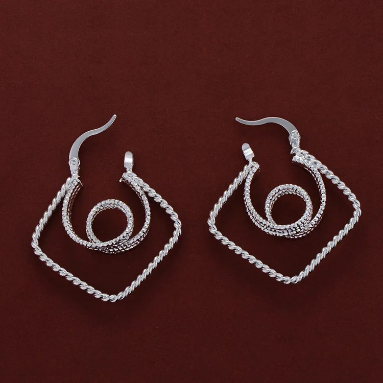 Простые высококачественные серебряные серьги Nested loop для женщин модные ювелирные