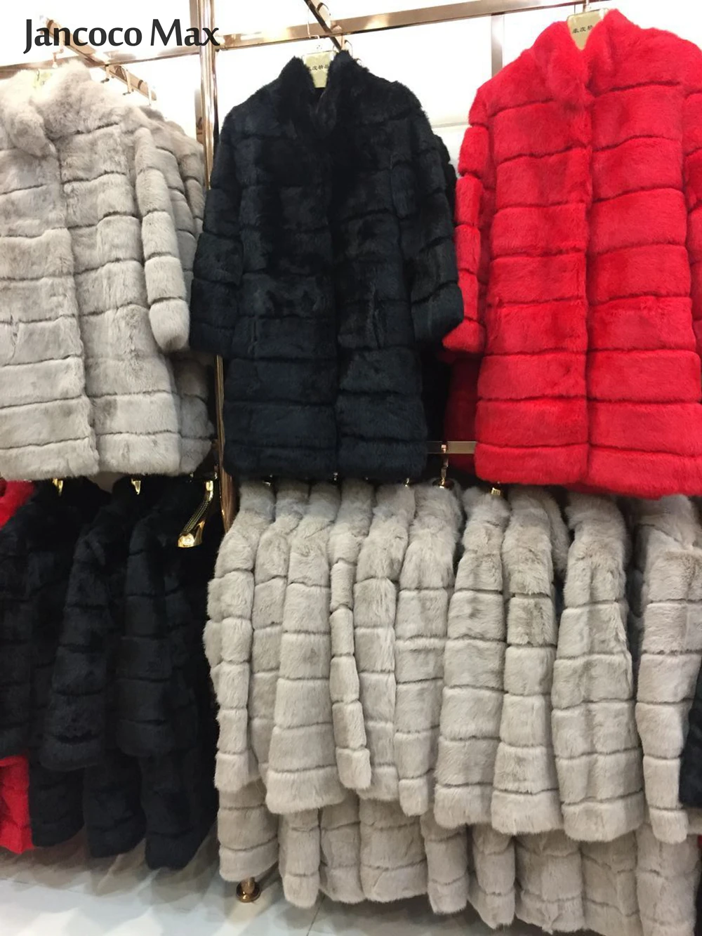 Jancoco Max новая зимняя куртка из натурального кроличьего меха теплая мягкая длинная шуба женское рождественское платье S1675