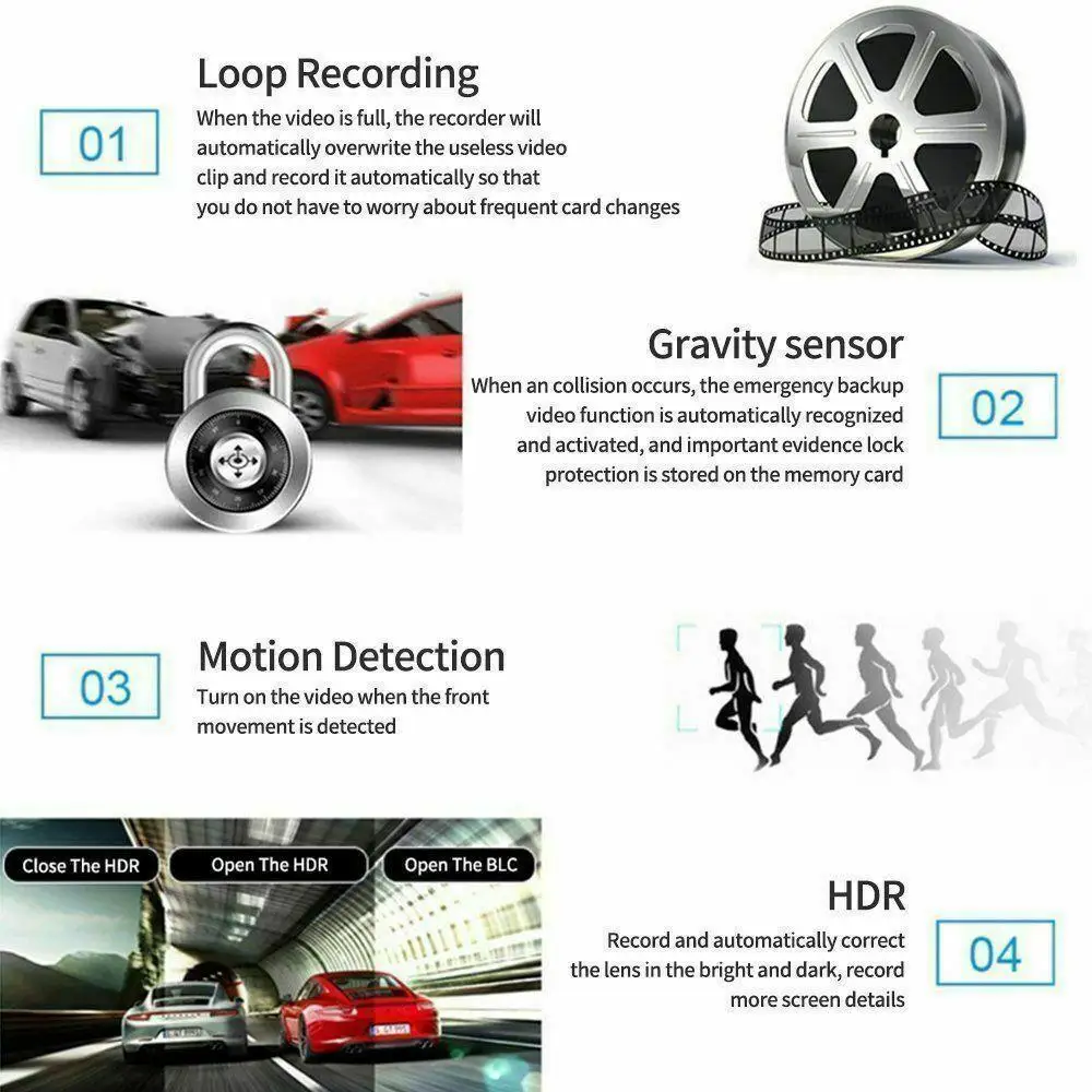 " 1080 P HD 170 ° 3 объектив Автомобильный видеорегистратор g-сенсор рекордер двойной объектив с камерой заднего вида ЖК-экран Авто регистратор Dvrs r20