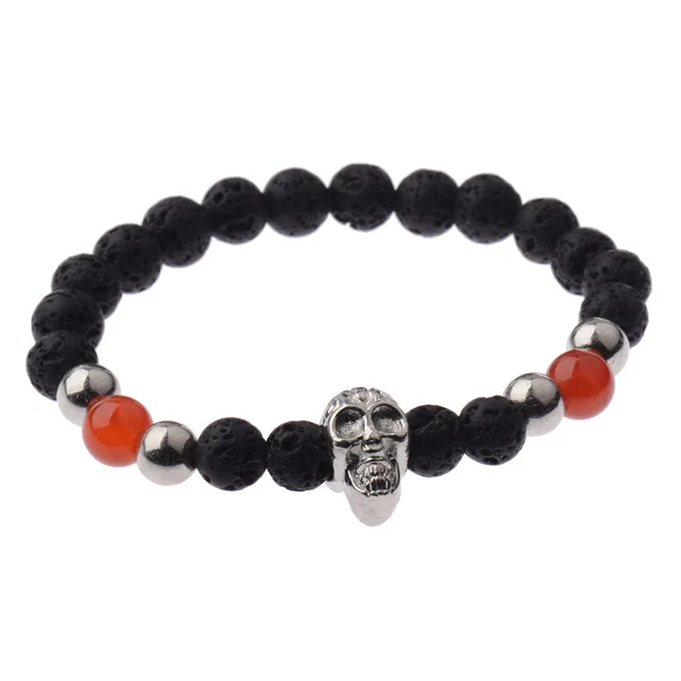 DANJIE 2018 HOT natural stone SKULL men bracelets Bead energy volcanic women bracelet metal alloy | Украшения и аксессуары