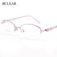 bclear half rimless alloy eyeglasses frame optical prescription semi rim glasses frame for womens eyewear female armacao oculos