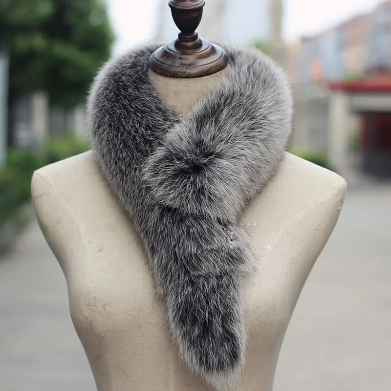 Gray frost PADEGAO шарф из натурального Лисьего меха женские модные шарфы мода для женщин толстые осенне-зимние шарфы с лисьим мехом модный воротник - Цвет: Gray frost