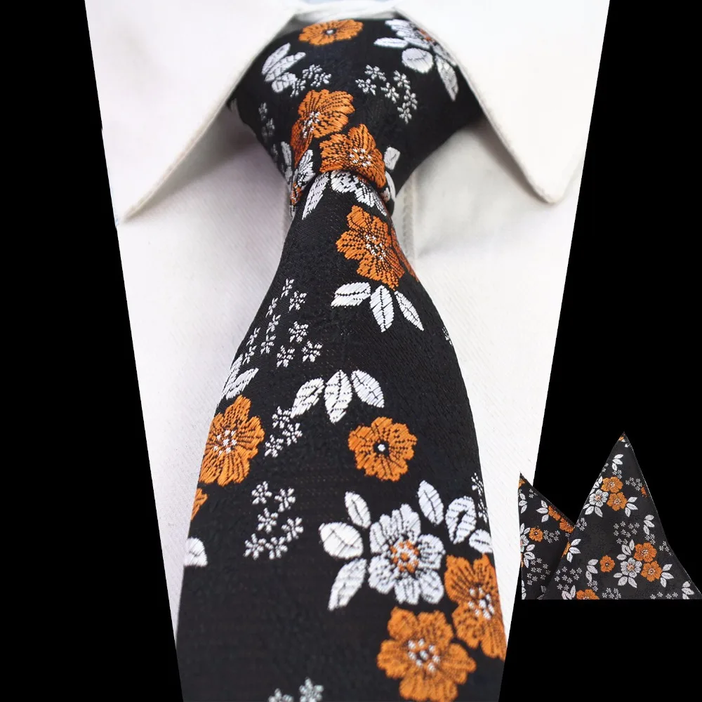 GUSLESON новый дизайн тонкий галстук для мужчин Цветочный Тонкий носовой платок
