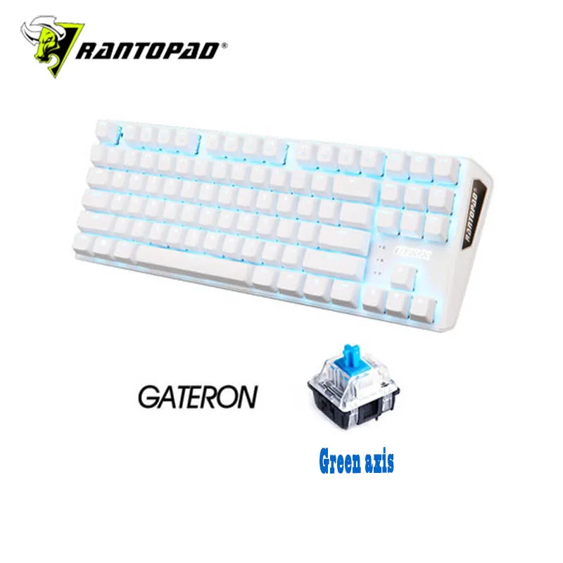 Rantopad MXX Cherry/GATERON Механическая игровая клавиатура 87-Key Deluxe Edition 4 Axis aluminum Cover белый одноцветный RGB светодиодный