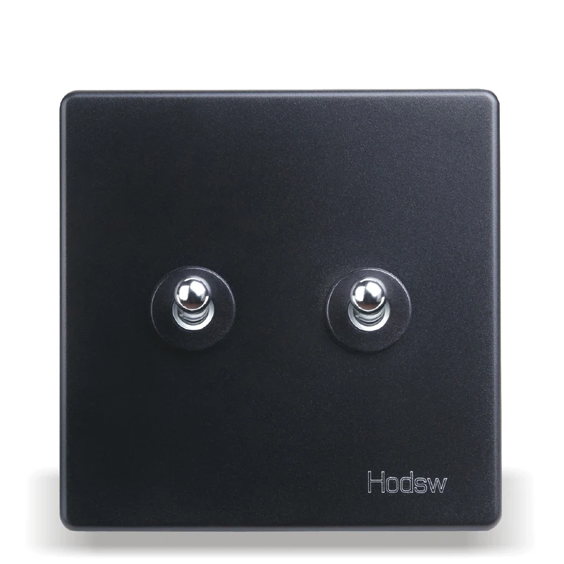 Розетка настенного выключателя 86 Тип Скрытая черная стальная рама два открытый с