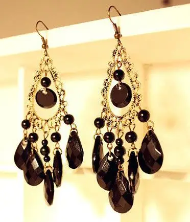 Серьги-подвески ZHEGUOYAOLU черные акриловые