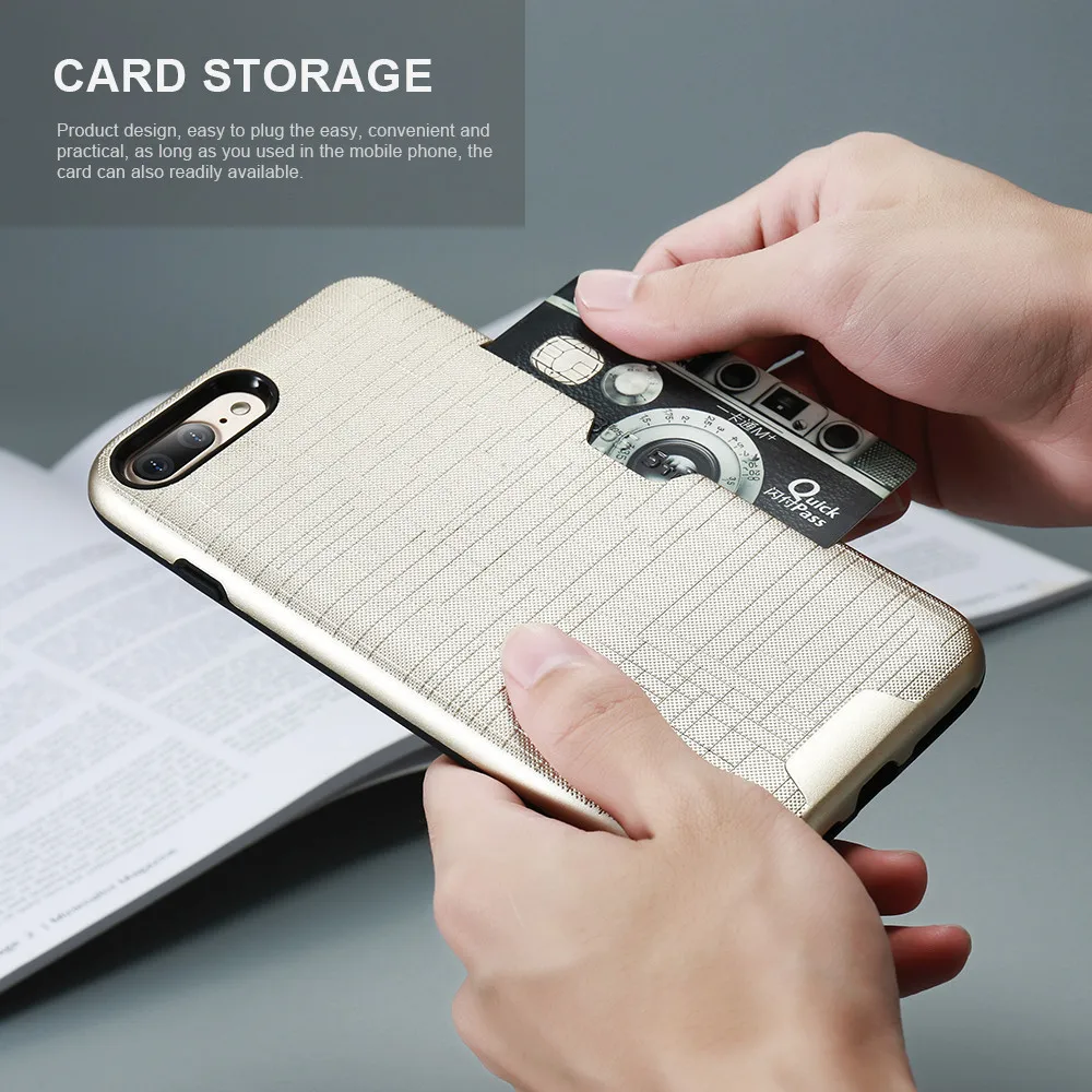 KISSCASE армированный чехол 2 в 1 для iPhone 7 8 6 S плюс крышка слот Роскошные карты Чехол XS