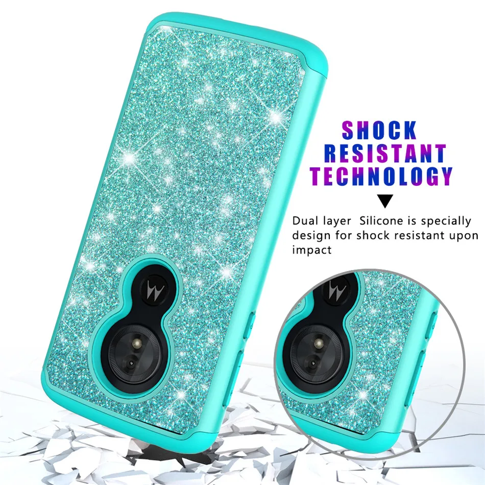 Блестящий чехол для Motorola Moto G6 Play TPU Bling Rhinestone защитный телефона ударопрочный