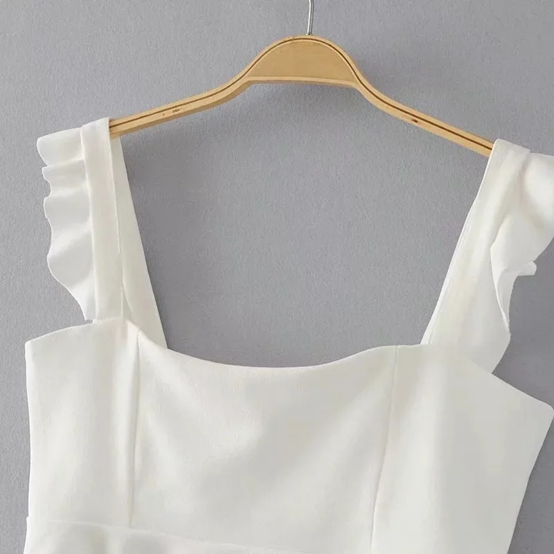 Кроп-топ женский короткий кружевной с оборками и открытым животом | Женская