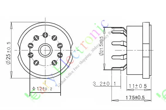 Оптовая и розничная продажа 4 шт. Золотая 9pin Керамическая вакуумная трубка PCB