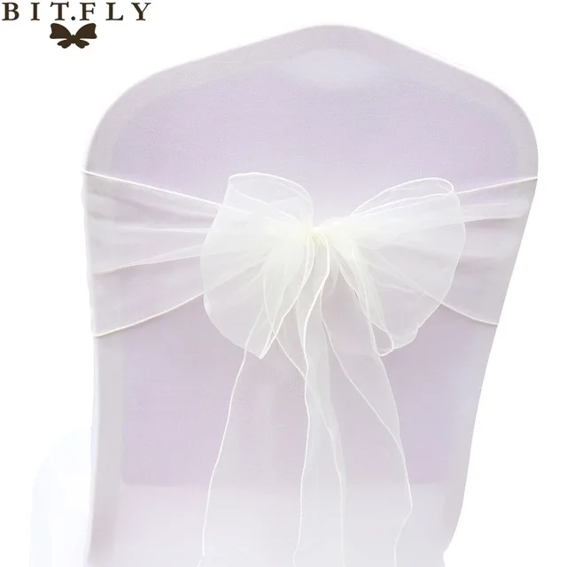 Ivory BIT. FLY, 200 шт./лот, органза, прозрачная ткань, высокое качество, пояс для стула, бант для свадьбы, банкета, события, украшение стула, принадлежности - Цвет: Ivory