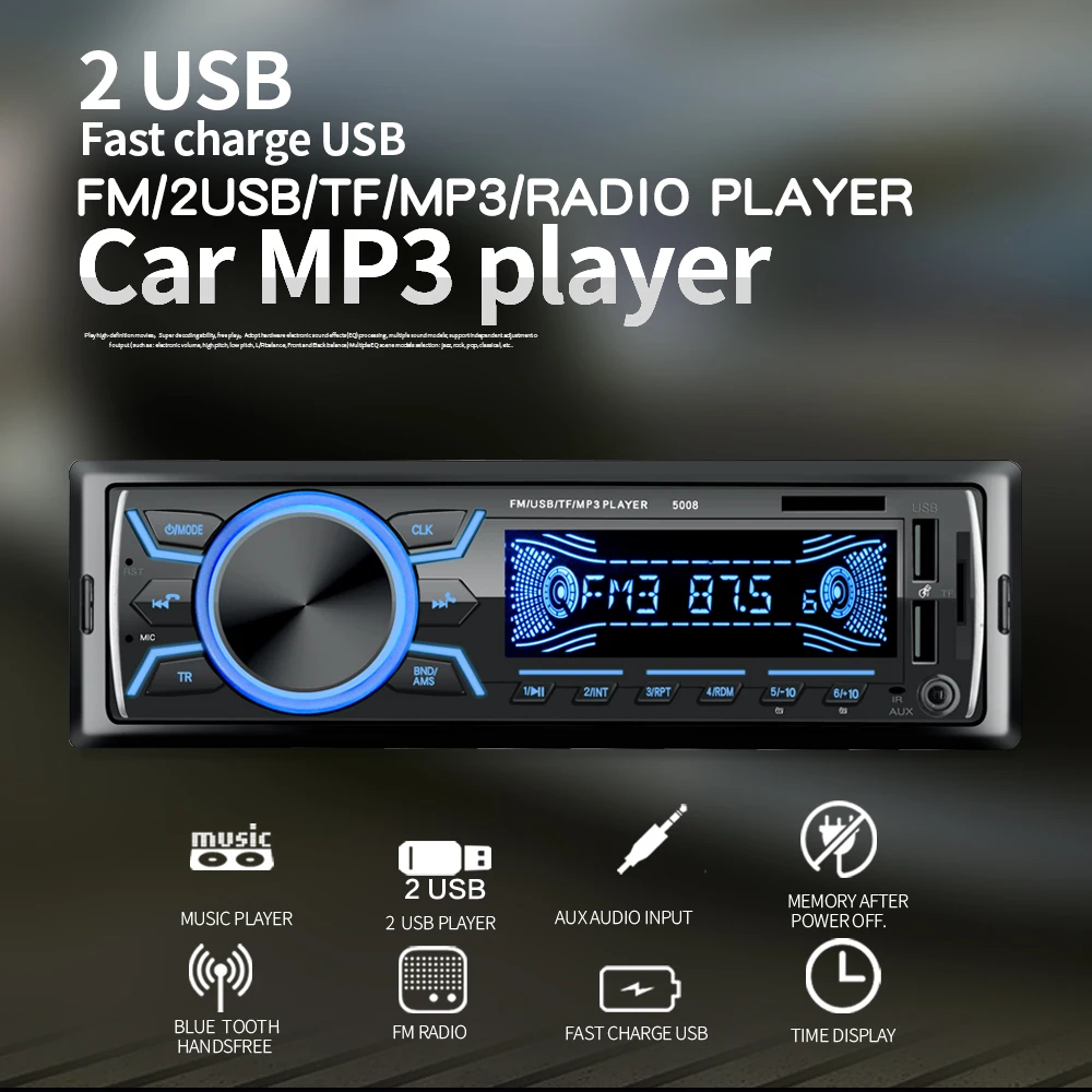 Автомобильный Радио стерео плеер Bluetooth телефон AUX IN MP3 FM/USB/1 Din/пульт