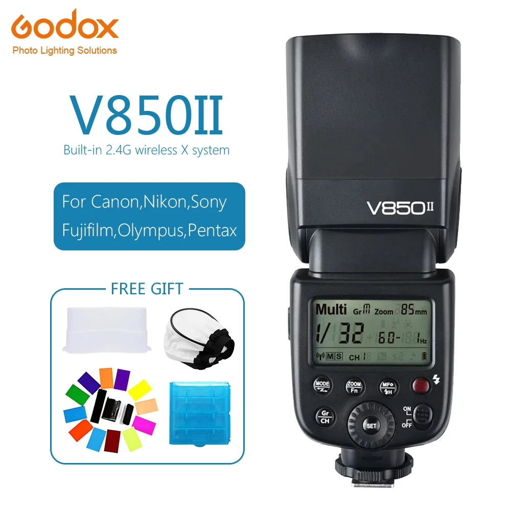 Беспроводная вспышка Godox V850II Speedlite 2 4G GN60 с литиевой батареей для Canon Nikon Sony Pentax