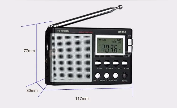 Стиль Tecsun R-9702 R9702 AM FM SW стерео приемник международных полос DSP радио с часами динамик