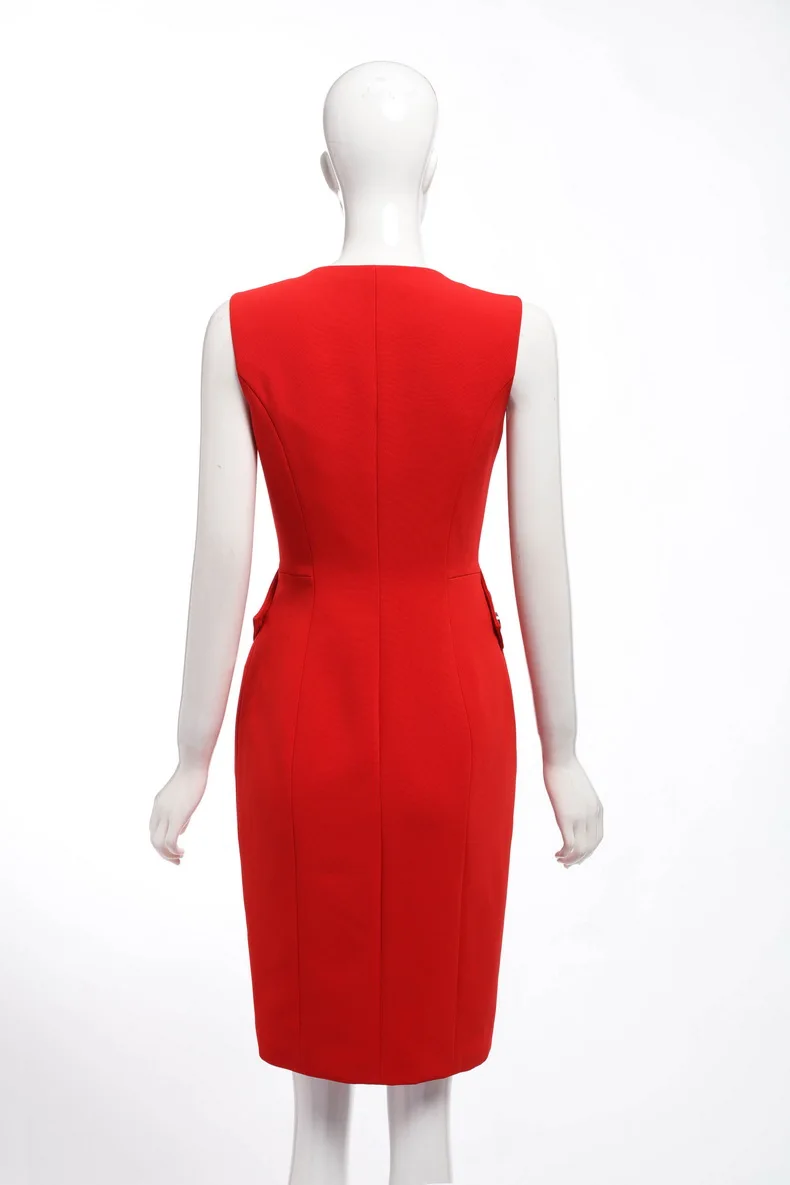 Новинка красное тонкое модное профессиональное платье для работы женщин офисное