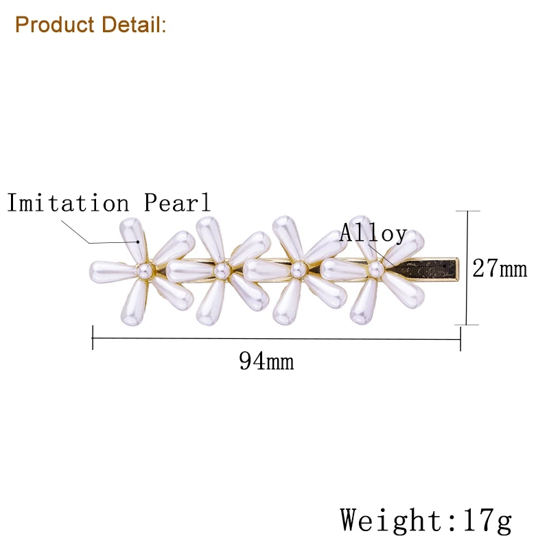 Fashion Korean Pearl Beads Hair Long Flower Headwear Hairpins Barrette Elegant ornament Hairgrip For Women Jewelry Accessories | Украшения