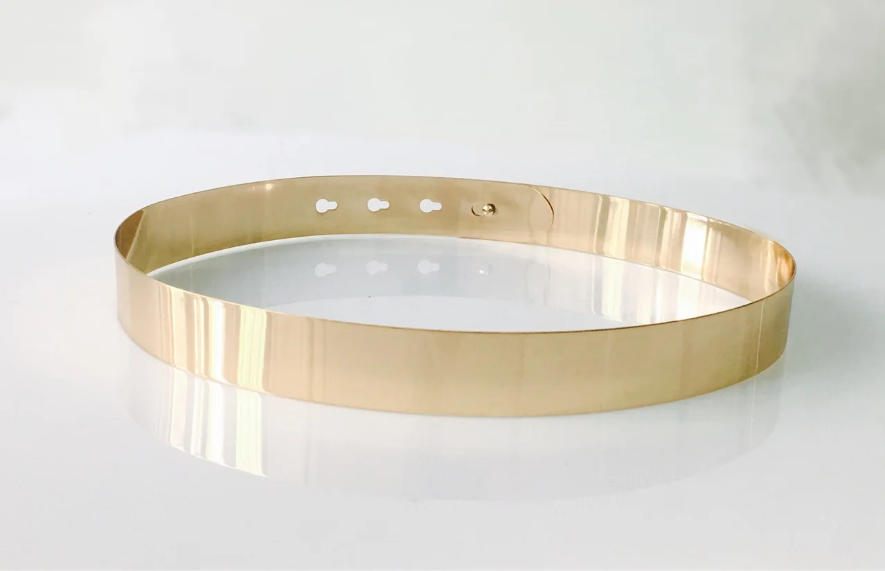 gold Модные женские регулируемые металлические поясные ремни, НОВЫЕ шикарные винтажные простые ремни золотого и серебряного цветов - Цвет: gold