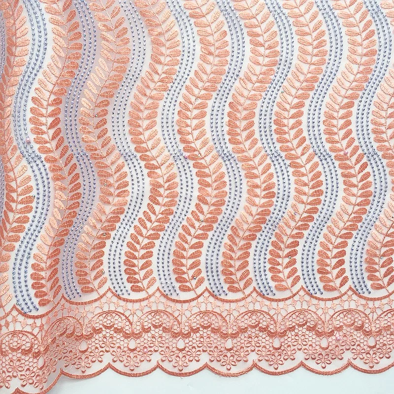 Aso Ebi Высокое качество Кружева из бисера ткани Шантильи Французский кружевной