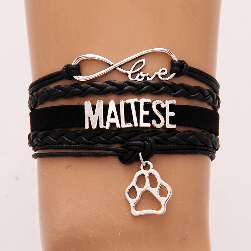 Браслет Infinity love Maltese для собак и домашних животных амулет лапа кожаный браслет