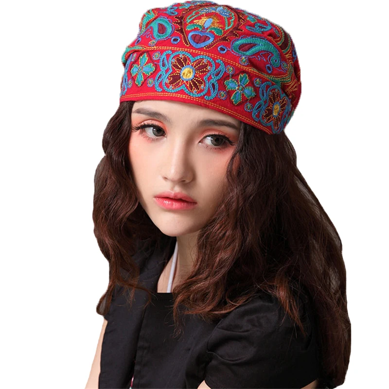 Fashion Spring Autumn Women Hat Bandanas Chinese Style Vintage Cap Embroidery Female Hats Clothing Beanie Casual Harajuku Caps | Аксессуары