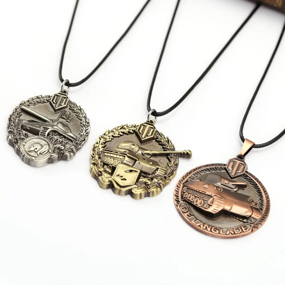 

10pcs/lot World of Tanks Necklace Calm Medal Pendant Medal of Raglan Men Women Game Choker Jewelry Accessories